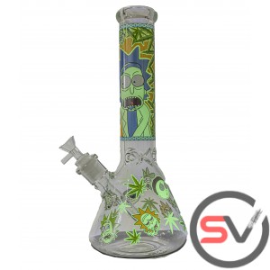 EYES WIDE OPEN RICK AND MORTY GLASS BEAKER 14inch (GLOW IN DARK)